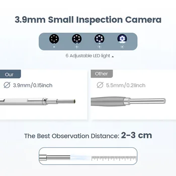 Digitální Ušní Otoskop 3.9 mm Vizuální Ultra-Slim HD Ucho Působnosti Fotoaparát S Ušní Čistič s 4,5 Palcový Ear Wax Odstranění Nástroje a 6 LED