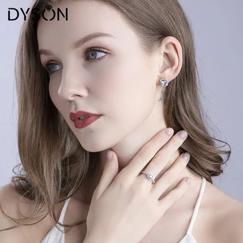 Dyson 925 Mincovní Stříbro Prsten Crystal Zirkony Zásnubní Romantický Design Svatební Brial Prsten pro Ženy Klasické Jemné Šperky