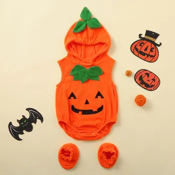 Dítě Halloween Kostým Dýňová Cosplay Halloween Romper Pro Holčičku Oranžové Oblečení Roztomilý Kostým Na Halloween Pro Chlapce Dítě Romper