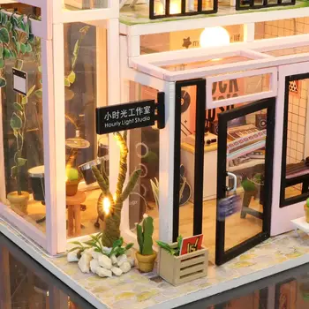 Dřevěné Hračky Diy Dollhouse Miniaturní Domeček pro panenky Ručně vyráběné Doll House Nábytek Puzzle Sestavit 3D Miniaturas Model Hračky Pro Děti