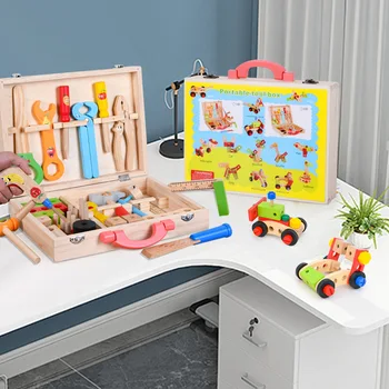 Dřevěné Multifunkční Nástroj Pro Údržbu Set Box Dřevěná Hračka Baby Matice Kombinace Vzdělávací Hračky, Dárky