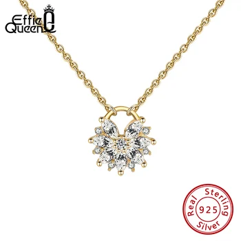 Effie Královna Skutečné S925 Silver Flower Design Přívěsek Náhrdelníky pro Ženy s CZ AAAA Zirkon Šperky Svatební Party Dárky KSN232