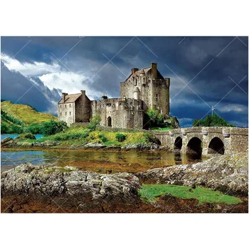Eilean donan castle ve skotsku 5D DIY Diamantový Malování krajiny 3D Výšivky Cross Stitch Drahokamu Mozaika umění Domova FG795