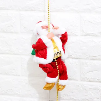 Elektrický Lezení Žebřík Santa Claus Vánoční Ozdoba, Figurka S Hudbou Vylézt Na Korálky A Jít Dolů Opakovaně Kid Dárky