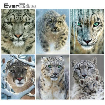 EverShine Diamond Výšivky Plné Náměstí Leopard Mozaika Diamond Malování Zvířat Cross Stitch Řemesla Hobby Dárek Stěnu