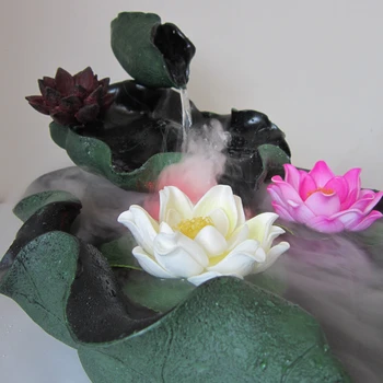 Flossy Pryskyřice Vodní Fontány Lotos Aromaterapie Meditace Pomáhá Vnitřní Vlhkost Vzduchu Desktop Fengshui Ornament, Domácí Dekorace