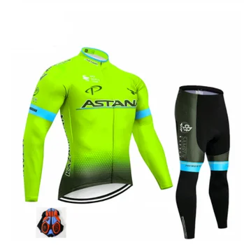 Fluorescenční Zelená ASTRNA Zimní Výbavu 2021 JERSEY Kolo Černé 9D Cyklistické Kalhoty Set Pánské Letní Cyklistické Oblečení