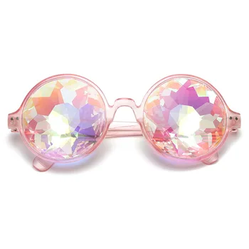 Futuristický kaleidoskop brýle ženy muži 2020 kulaté párty brýle festival legrační oculos de sol feminino