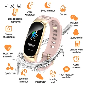 FXM Digitální Náramkové hodinky tep Hodinky Sportovní Náramek Pánské Dámské Bluetooth Vodotěsný Náramek Sedavý způsob Volání Připomenutí