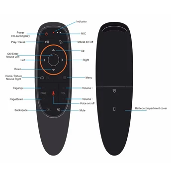 G10S Gyro Sensing Fly Air Mouse S Hlasovým ovládáním 2,4 GHz Bezdrátový Mikrofon, IR Dálkové Ovládání Pro Smart TV,Android TV Box