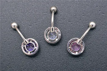 G23titan Ženy Pupek Kroužky Tělo Šperky Piercing Velký Růžový Krystal Piercing Pupku Prsten, Titanium Bar Pupík Šperky