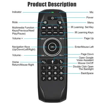 G7V Pro anglicky ruské Klávesnice Senzor Gyro 2.4 G Bezdrátové Vzduch Myš Remote Voice s Mikrofonem G7 V pro H96 MAX Android TV BOX