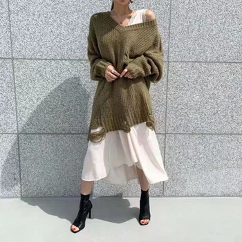 GALCAUR korejské Patchwork Krajky Šaty Ženy V Krku Tank šaty bez Rukávů Vysoký Pasu Asymetrické Oversize Midi Ženy Šaty 2020 Oblečení
