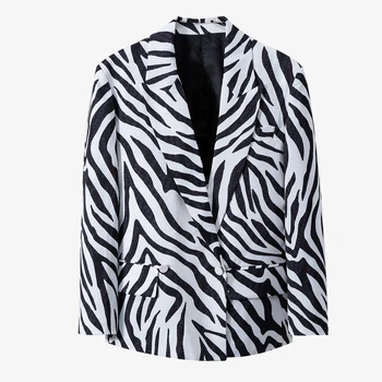 Getspring Ženy Oblek Sako Vintage Zebra Ženy, Blejzry, Bundy Barev Stripe Dlouhé Blejzry Ženy Ležérní Oblek Kabáty 2020