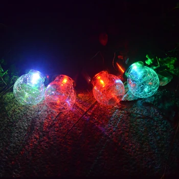 Globe solárních elektráren Lucerna Venkovní Zahradní Světlo Změna Barvy Crack Koule Skleněné LED Závěsné Osvětlení Patio Lampy Pro Vánoční Party Strom