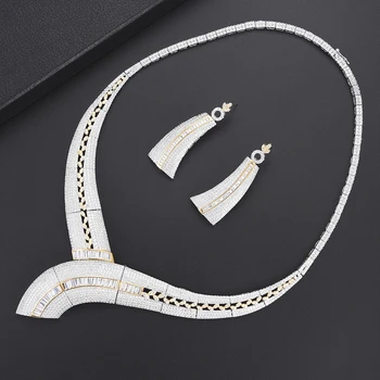 GODKI Luxusní Bageta Geometrické 4KS Africké Šperky Sady Pro Ženy, Svatební Kubický Zirkon Indické Dubaj Svatební Šperky Set 2020
