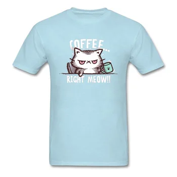 Hip Hop T-shirt Kávovar, Mňau Casual T Shirt Muži Legrační Roztomilý Kreslený Kočka Tees Krátký Rukáv Černé Topy Vlastní Dámské Oblečení XS