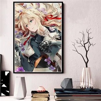 Hot Anime Malířské Plátno Fialové Evergarden Plakáty A Tisky Umění Nástěnné Obrázky Pro Obývací Pokoj Dekorativní Domácí Dekor Cuadros