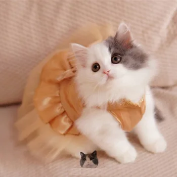 Hot Prodej Bling Bling Cat Svatební Šaty Pes, Kočka Tutu Šaty Party Pet oblečení pro malé Kočka Pet