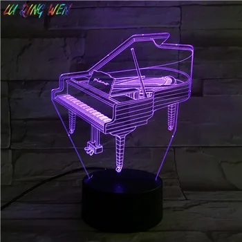 Hudební Nástroj Klavír 3d Světlo Noční Světlo Usb Dotykový Senzor, Světla, Domácí Výzdoba, Atmosféra Dítě Klavír Stolní Lampa Ložnice