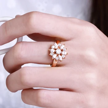 INALIS Sakura Design Prsten Pro Ženy, Kreativní Módní Stříbrný Pozlacený Prsten Šperky Boutique Výročí Trend Styl Dárek