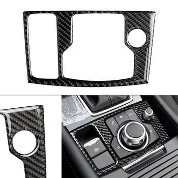 Interiér Vnitřní Multimediální Tlačítko Kryt Střihu Pro 2017 2018 Mazda 3 Axela Uhlíkových Vláken ABS Auto Samolepky Styling Příslušenství