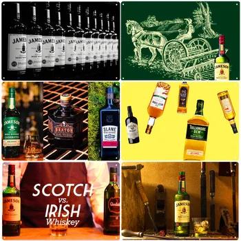 Irská Whiskey Deska Vintage Plechové Znamení, Hospoda, Bar, Klub, bytové Dekorace, Studené Pivo Zdi Plakáty Zázvorové Pivo Umění Malování ZSS57