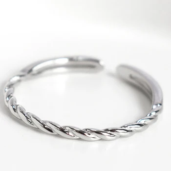 Jednoduché Minimalistické Tenké Malé Tkané Twist 925 Sterling Silva Prst Prsten Pro Ženy Elegantní Šperky Velkoobchod