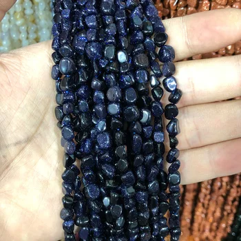 JHNBY Modrý písek Přírodní Kámen Nepravidelných Štěrk 4~7 mm distanční Volné korálky pro výrobu Šperků, náramky, DIY ruční práce příslušenství