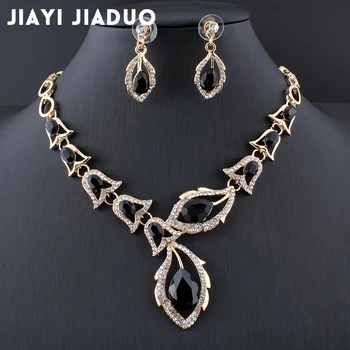 Jiayijiaduo Africké Korálky Šperky Sady Black Crystal Svatební Náhrdelník Set Dámské Oblečení, Doplňky, Svatební Šperky Sady