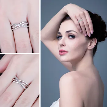 JPalace Nekonečno Snubní Prsteny, 925 Sterling Stříbrné Prsteny pro Ženy, Stohovatelné Výročí Prsten Eternity Band Stříbro 925 Šperky