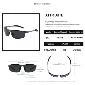 JULI Pánské Sportovní Styl Polarizované sluneční Brýle Pro Muže, Cestování Oculos Jízdy Golf Nerozbitné Hliníkové hořčík Kovový Rám Brýle