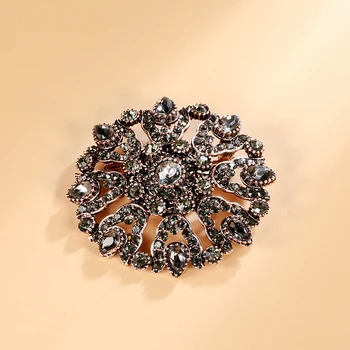 Kinel 2020 Módní Vintage Šedá Crystal Ženy Brož Pin Zlacení Arabesque Drahokamu Turecké Brož Klopě Šátek Broches