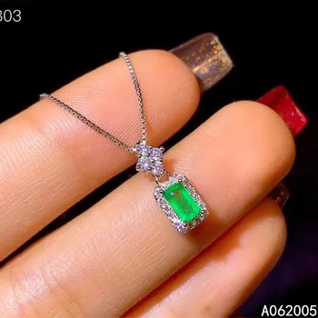 KJJEAXCMY Jemné Šperky 925 Mincovní Stříbro vykládané Přírodní Smaragd Žena nový Přívěsek Náhrdelník krásné Podpora test s box