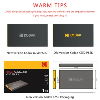 Kodak X250 Externí SSD pevný disk 120GB SSD 240GB 512 GB Přenosný Externí SSD pevný disk 1TB hdd pro notebook s USB Typu C 3.1