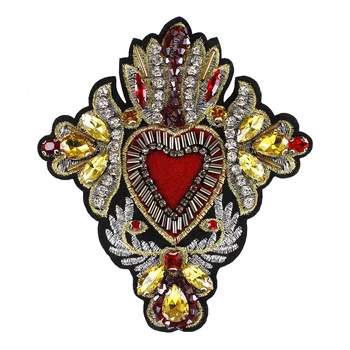 Korálky Crystal Diamond Srdce Záplaty, Výšivky, Nášivka Šít na Zlatý Odznak Oblečení Kamínky Diamond Řemesla 1ks TH1672