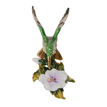 Kovová slitina, postříbřené šperky trinket box Kolibřík na Květu domů ozdoby dárek pro svou cínovou figurku box