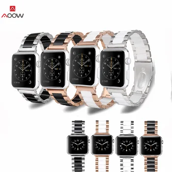 Kovové Keramické Hodinky Popruh pro Apple Watch 5 4 38 mm 42 mm 40 mm 44 mm Luxusní Nerezové Oceli Watchband Ženy Muži pro iWatch 3 2 1