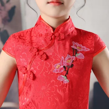 Květina Dívka Princezna Svatební Družička, Květinové Výšivky Party Šaty Dítě Dívka Maturitní Ples Výkon Čínské cheongsam