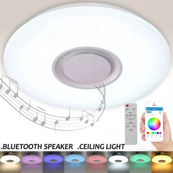 LED Bezdrátové Bluetooth Reproduktor Loundspeaker Přehrávač s APP + Dálkové Ovládání RGB Stmívatelné Stropní Světlo Panel Lampa Pro Ložnice