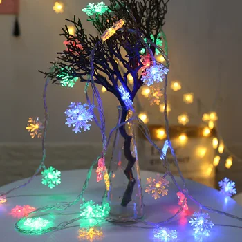 LED sněhová vločka Světlo String Třpytí Věnce USB Baterie, Vánoční Víla Světla, Nový Rok Holiday Party Svatební Výzdoba