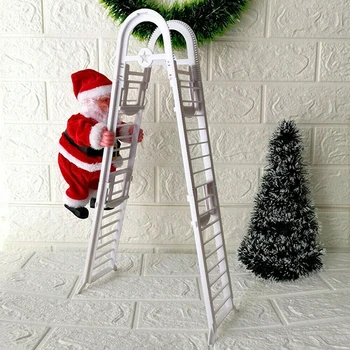 Legrační Santa Claus Dekorace Elektrické Vylézt na Žebřík S Hudbou Píseň Vánoce Vánoční Strom Ornament Visí na Nový Rok Děti Dárky