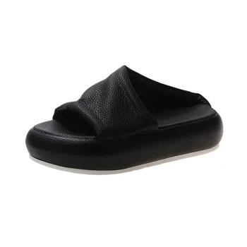 Letní Měkké Kůže Komfortní Platformu Pantofle Ženy Módní Žabky Tlustý Okraj Boty Ležérní Gladiator Sandály Sandalias