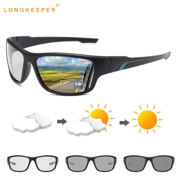 LongKeeper Samozabarvovací Polarizační sluneční Brýle Muži Změnit Barvu Řidičské Sluneční Brýle Mužské Černé Sportovní Brýle Oculos masculino