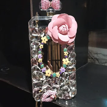 Luxusní Bling Crystal Diamond Zrcadlo Řetězce, Kabelky, Parfémy Láhev Lanyard Pouzdro Pro iPhone11 12 Pro X XS MAX XR 7 8Plus Telefon Případě