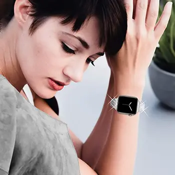 Luxusní Bling Diamond popruh pro Apple Watch Band Série 6 SE 5 4 3 Kovový Řemínek Hodinky Náramek Pro apple watch 42 mm 40 mm 38 mm 44 mm