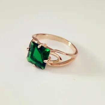 Luxusní Kancelářské Styl Zelené Kubické Zirkony Žen Prsten, Náušnice Šperky Set 585 Rose Gold Barva, Pokovování