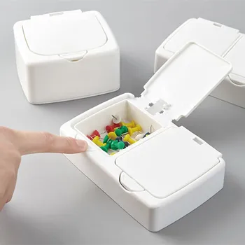 Malé Přenosné Medicíny Úložný Box Domácí Kancelář Cestovní Pilulku Organizace Boxy Tlačítko Pop-up Bílé Případ