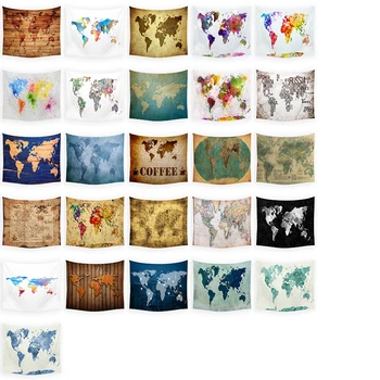 Mapa Světa Polyester Nástěnné Tapiserie Shabby Chic Zdi Visí Deka Turistická Mapa Krajiny Dekor Home Dekorace Ložnice Gobelín