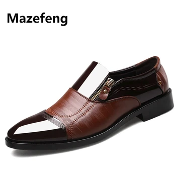 Mazefeng 2019 Módní Patent Kožené Boty Muži Luxusní Obchodní Značky Boty Muži Svatební Boty Slip-Na Mužské Kožené Šaty Boty